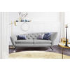 CHESTERFIELD-SOFA in Mikrofaser Hellgrau, Schwarz  - Hellgrau/Schwarz, Design, Textil/Metall (223/84/90cm) - Pure Home Lifestyle