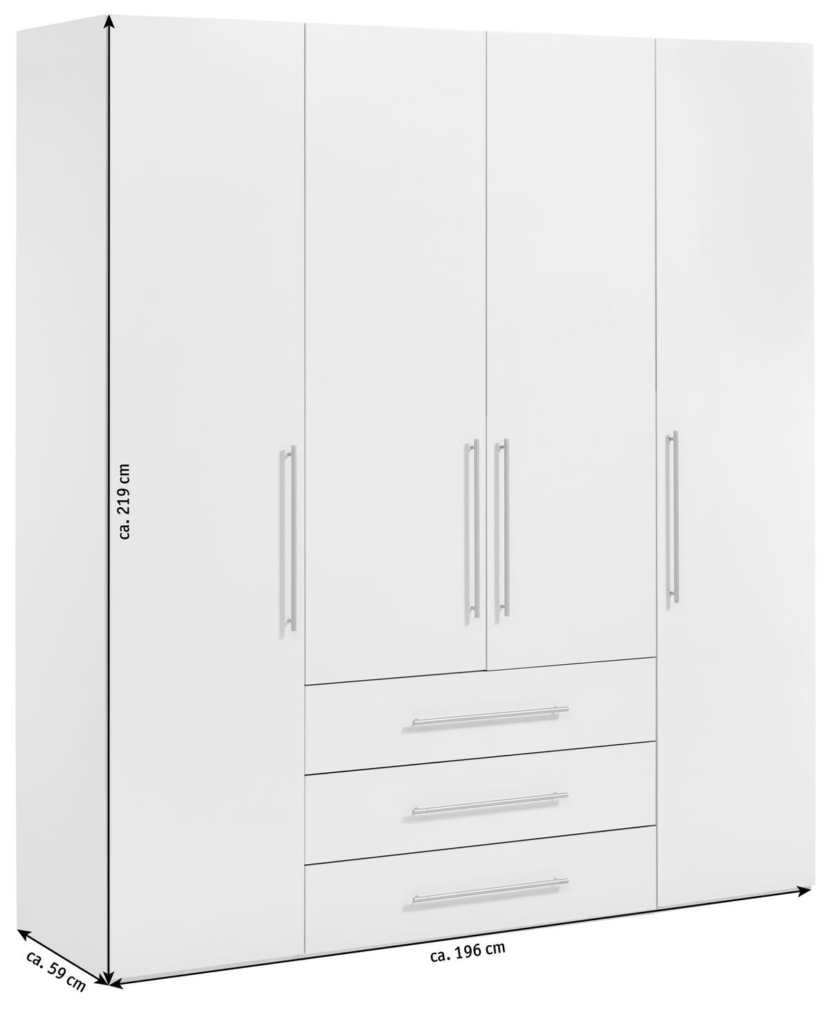 ŠATNÍKOVÁ SKRIŇA, biela, biela s vysokým leskom, 196/219/59 cm - biela/biela s vysokým leskom, Konventionell, kov/kompozitné drevo (196/219/59cm) - Carryhome