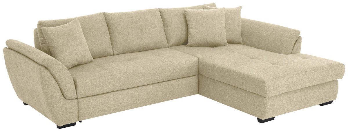 ECKSOFA in Webstoff Beige  - Beige/Schwarz, Design, Kunststoff/Textil (278/187cm) - Livetastic