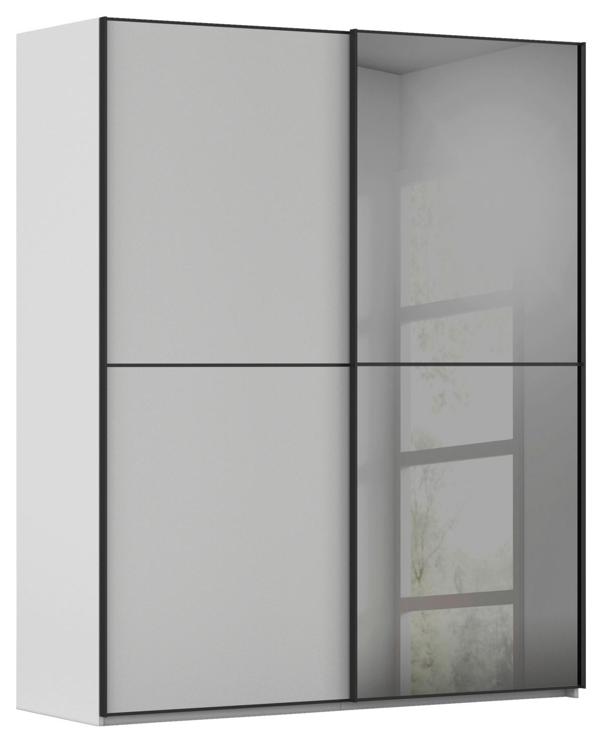 SCHWEBETÜRENSCHRANK 201/223/68 cm 2-türig Grau, Schwarz  - Schwarz/Grau, KONVENTIONELL, Glas/Holzwerkstoff (201/223/68cm) - Novel