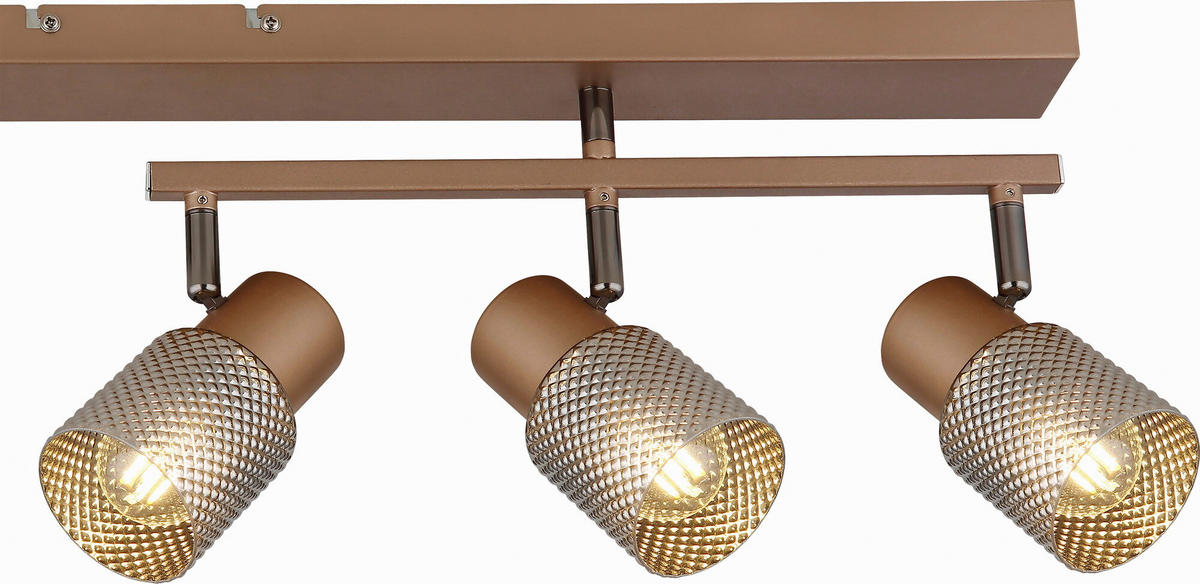 DECKENLEUCHTE 70/35/17,5 cm   - Cappuccino, Design, Glas/Metall (70/35/17,5cm) - Novel