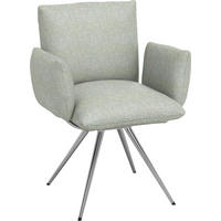 ARMLEHNSTUHL  Lederauswahl, Stoffauswahl Webstoff  - Edelstahlfarben/Hellgrün, Natur, Textil/Metall (72/90/65cm) - Venjakob