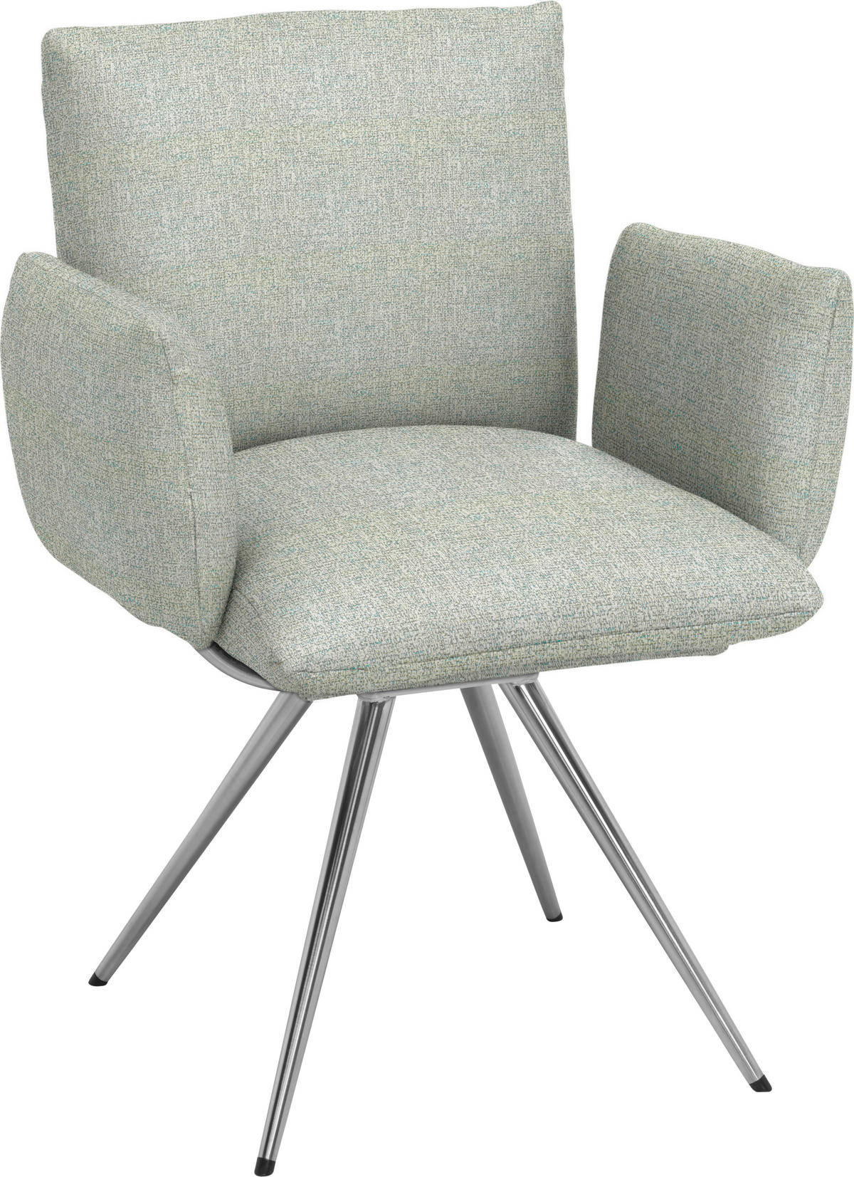 ARMLEHNSTUHL  Lederauswahl, Stoffauswahl Webstoff  - Edelstahlfarben/Hellgrün, Natur, Textil/Metall (72/90/65cm) - Venjakob