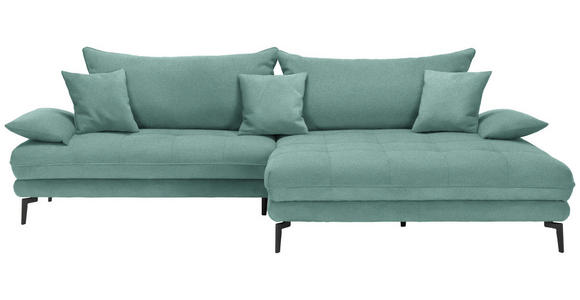 ECKSOFA in Mikrofaser Mintgrün 292/176 cm - Schwarz/Mintgrün, MODERN, Textil/Metall (292/176cm) - Carryhome