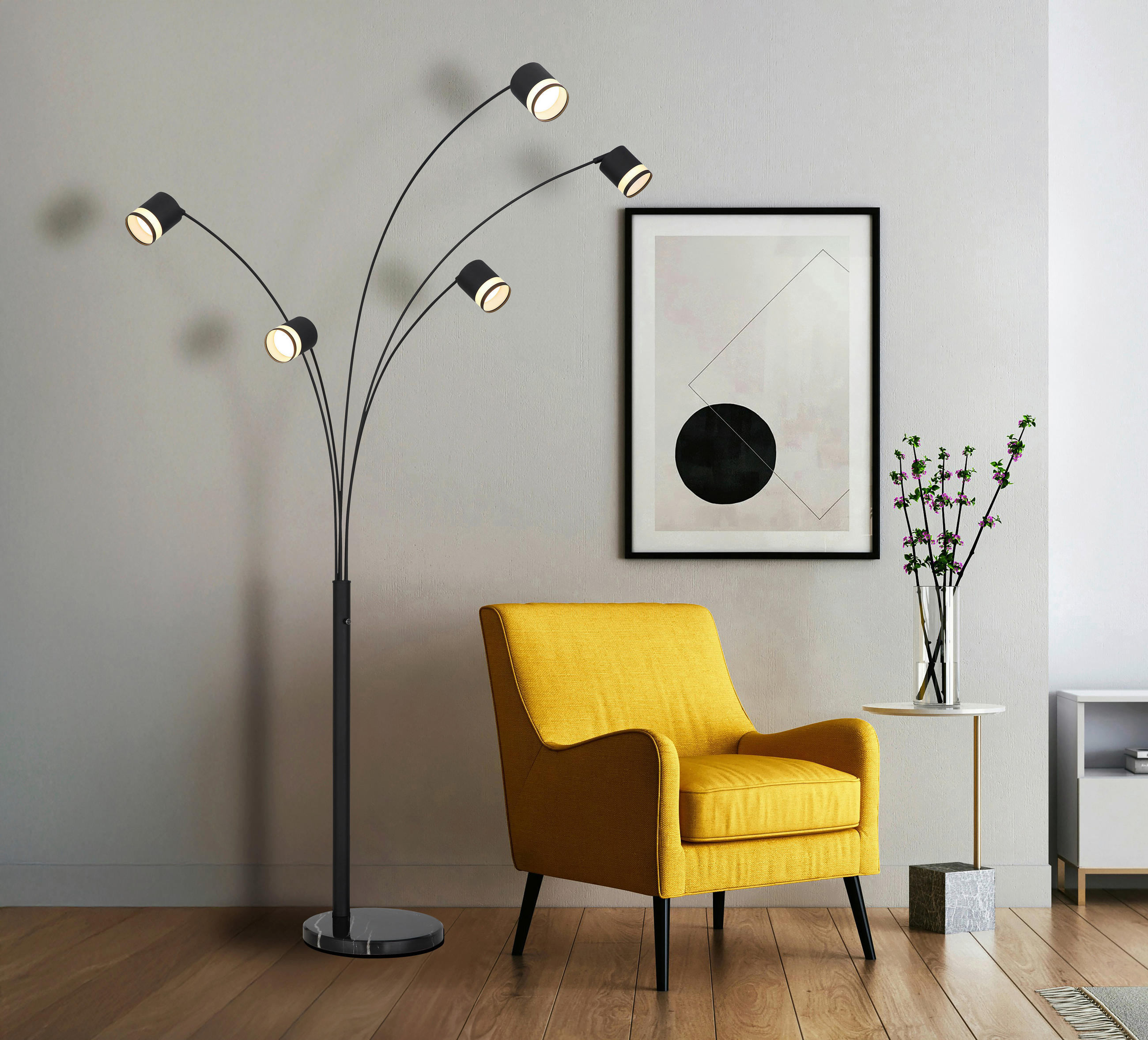 LED-STEHLEUCHTE 110/70/195 cm    - Schwarz/Weiß, Design, Kunststoff/Metall (110/70/195cm) - Globo