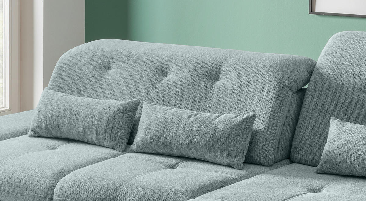 ECKSOFA Blau Chenille  - Chromfarben/Blau, Design, Textil/Metall (300/196cm) - Livetastic
