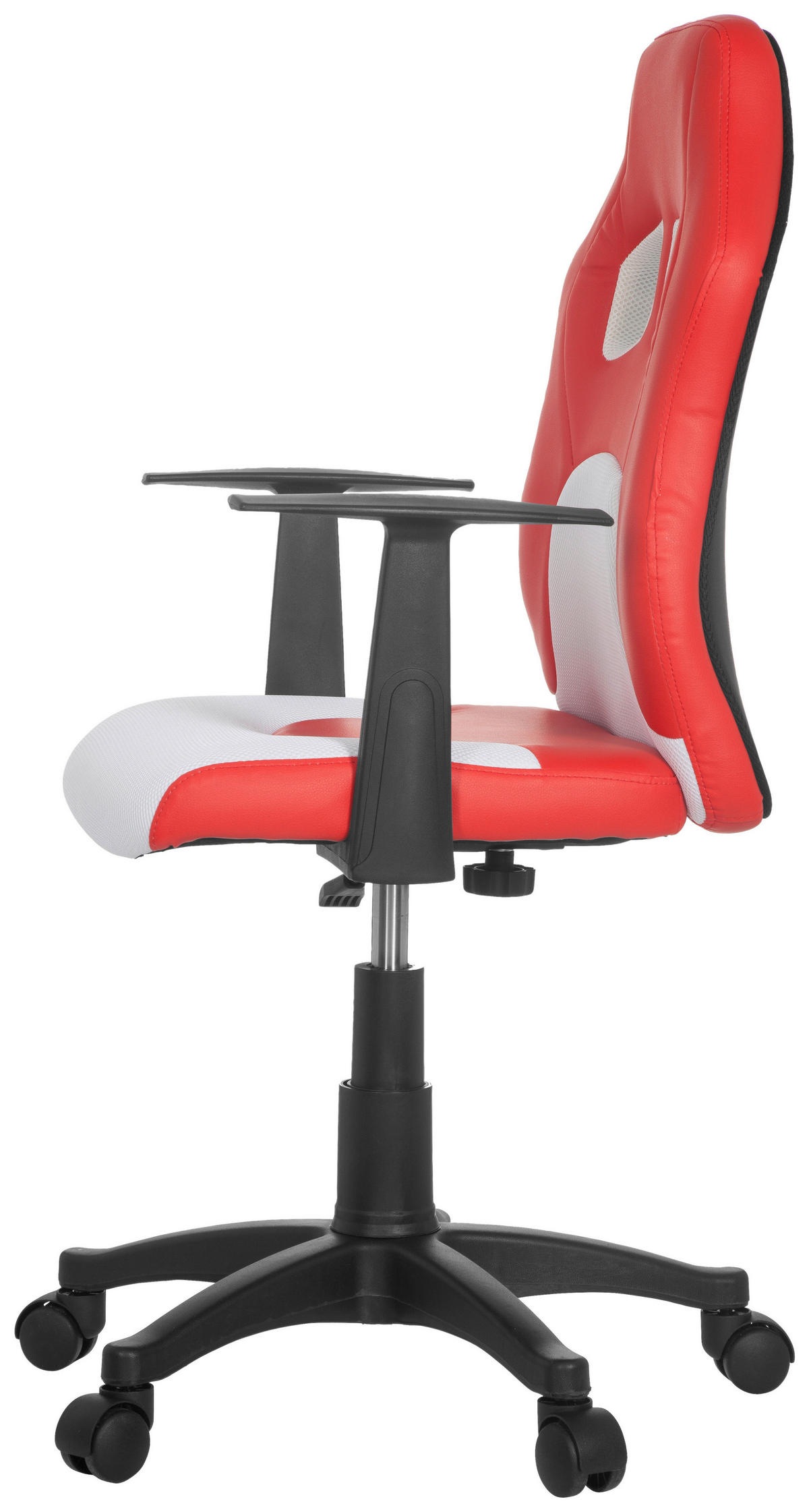 OTOČNÁ ŽIDLE PRO MLÁDEŽ, vzhled kůže, síťovina, červená, bílá - bílá/černá, Moderní, textil/plast (54/105/48cm) - MID.YOU