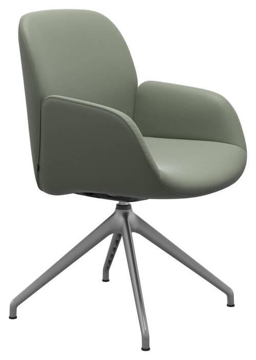 ARMLEHNSTUHL  in Aluminium Echtleder pigmentiert  - Grün, MODERN, Leder/Metall (54/91/59cm) - Stressless