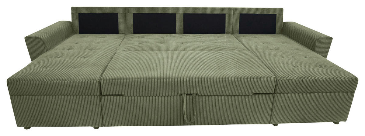 WOHNLANDSCHAFT TERMOLI Mintgrün Cord  - Schwarz/Mintgrün, Design, Kunststoff/Textil (155/296/155cm) - MID.YOU