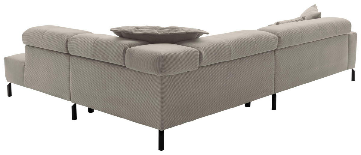 ECKSOFA in Feincord Sandfarben  - Sandfarben/Schwarz, Konventionell, Textil/Metall (311/219cm) - Hom`in