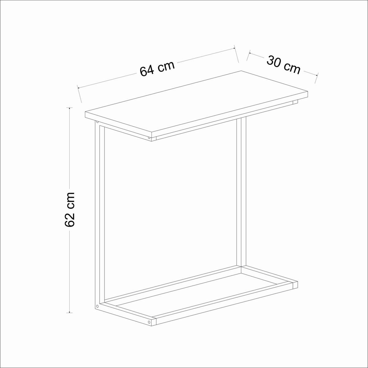 BEISTELLTISCH 64/30/62 cm Narin Beistelltisch Anthrazit rechteckig  - Anthrazit/Schwarz, Design, Holzwerkstoff/Metall (64/30/62cm) - Livetastic