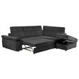 ECKSOFA Schwarz Flachgewebe Bettkasten, Schlaffunktion, Rücken echt, Liegefläche im Originalstoff  - Schwarz, KONVENTIONELL, Kunststoff/Textil (280/235cm) - Carryhome