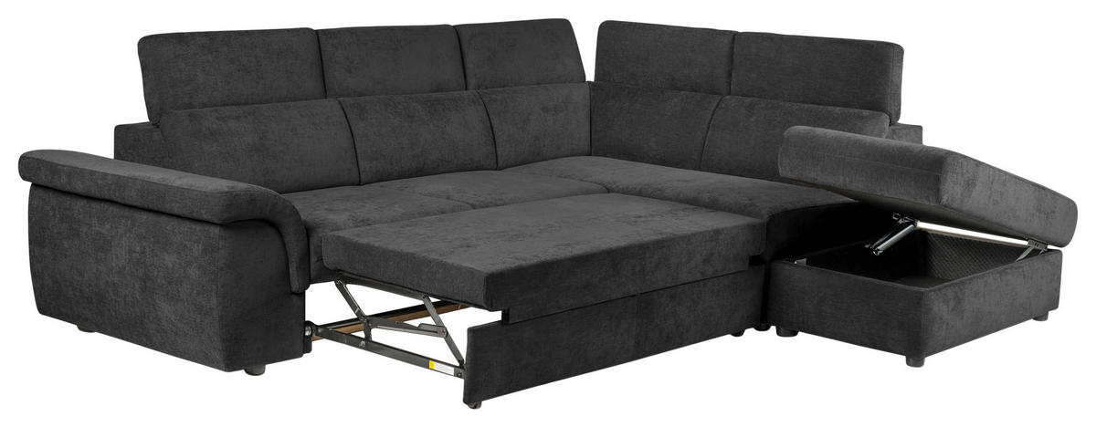 ECKSOFA Schwarz Flachgewebe  - Schwarz, KONVENTIONELL, Kunststoff/Textil (280/235cm) - Carryhome