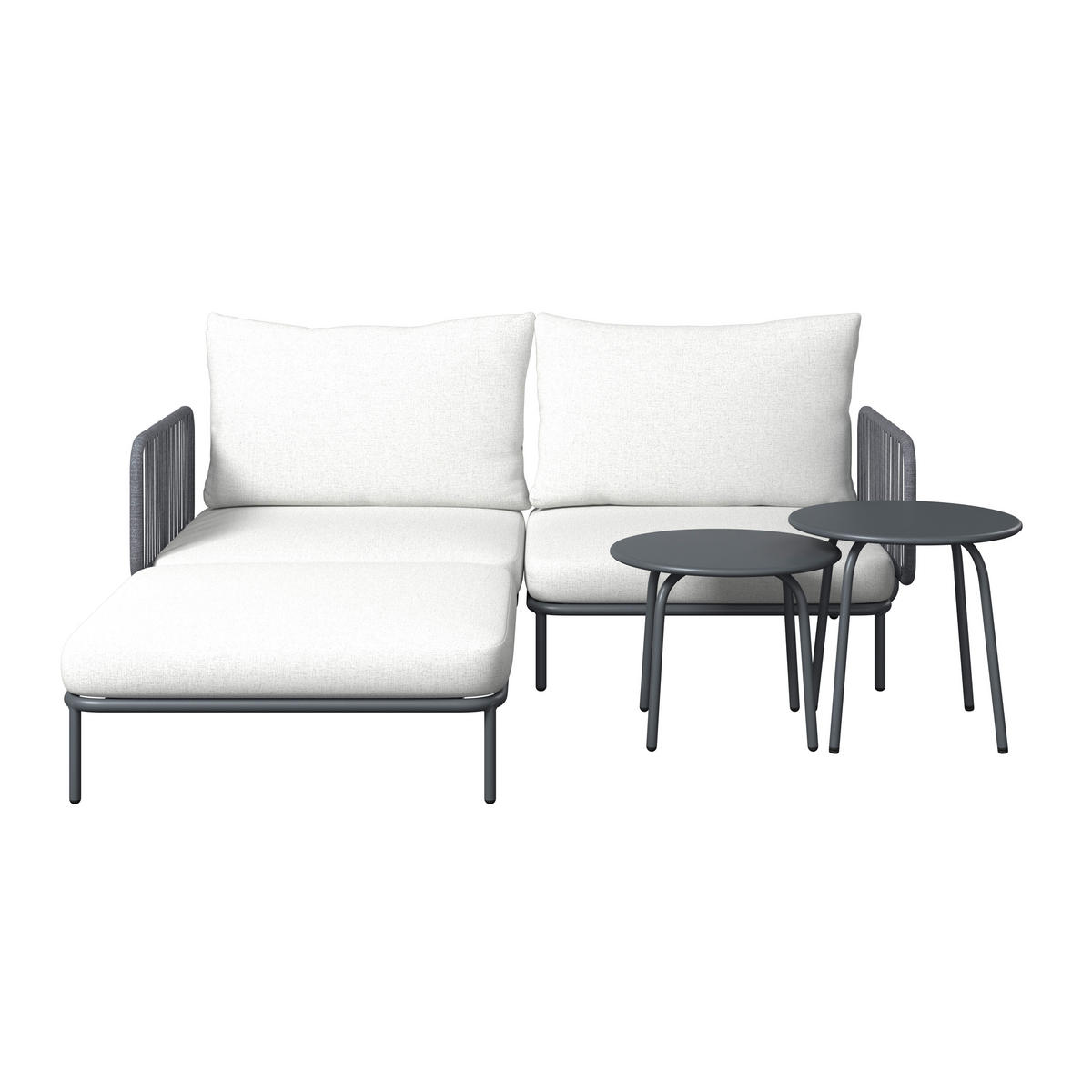 LOUNGEGARNITUR 173,5/186 cm Stahl  - Anthrazit/Grau, Basics, Textil/Metall (173,5/186cm) - Ambia Garden