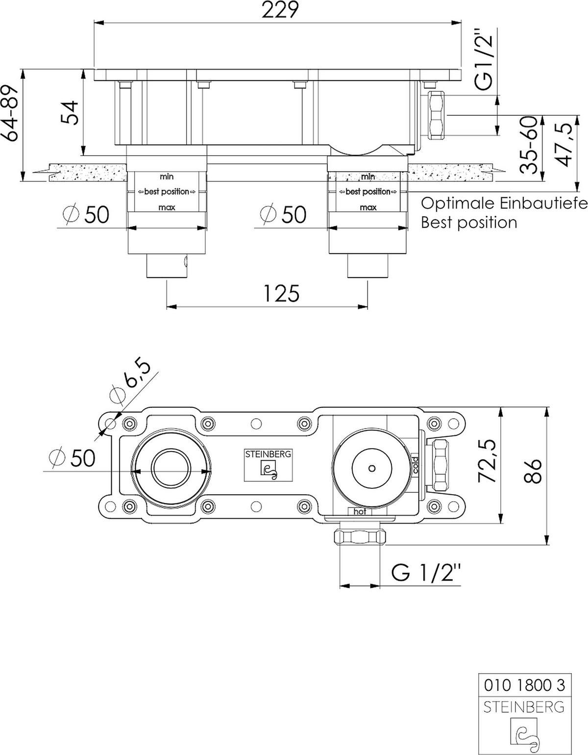 Unterputz-Einbaukörper 010 1800 3  - Grau, MODERN, Kunststoff (22,9/10/22cm)