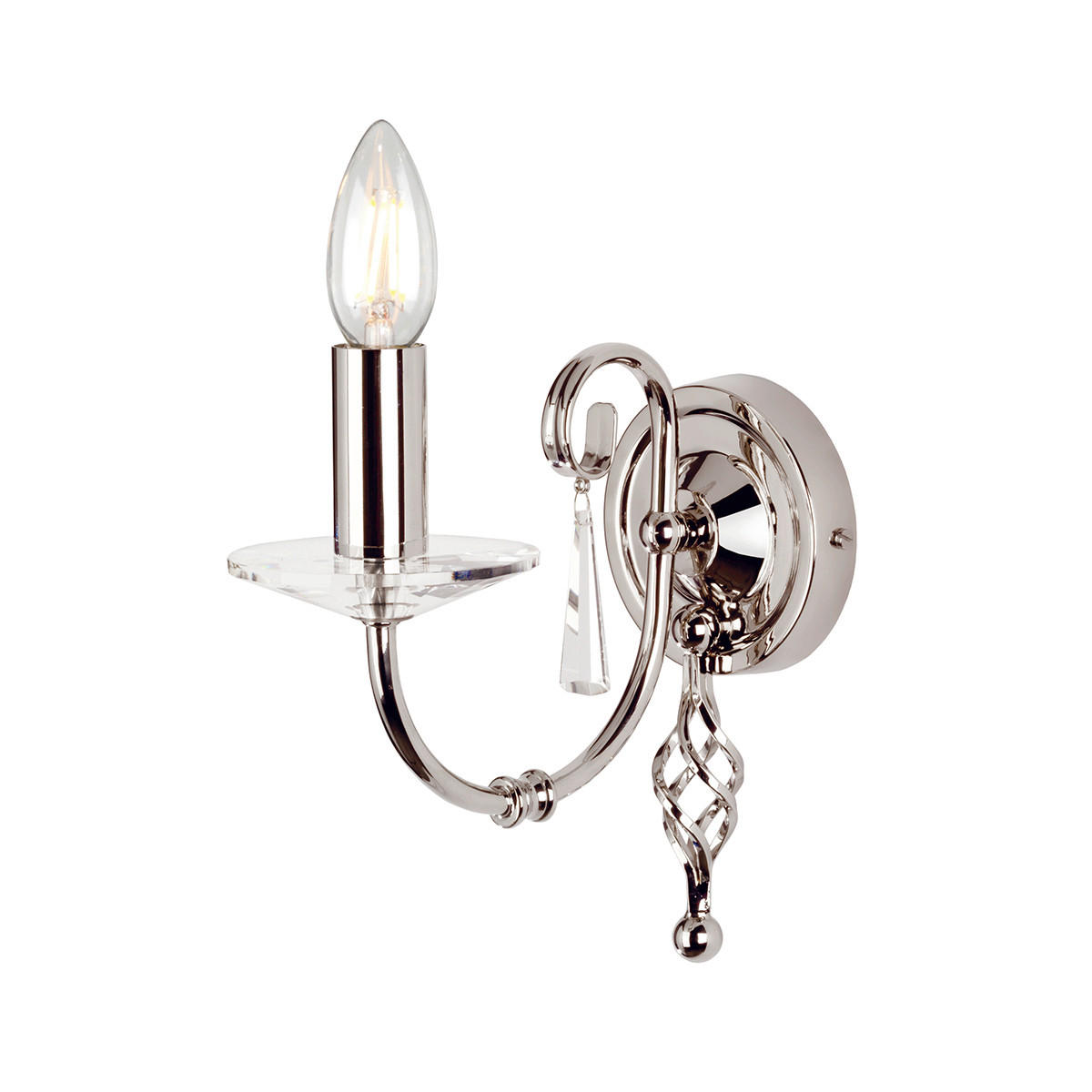 VÄGGLAMPA Elstead 10/22/21,5 cm   - nickelfärgad, Klassisk, metall/glas (10/22/21,5cm) - Elstead Lighting