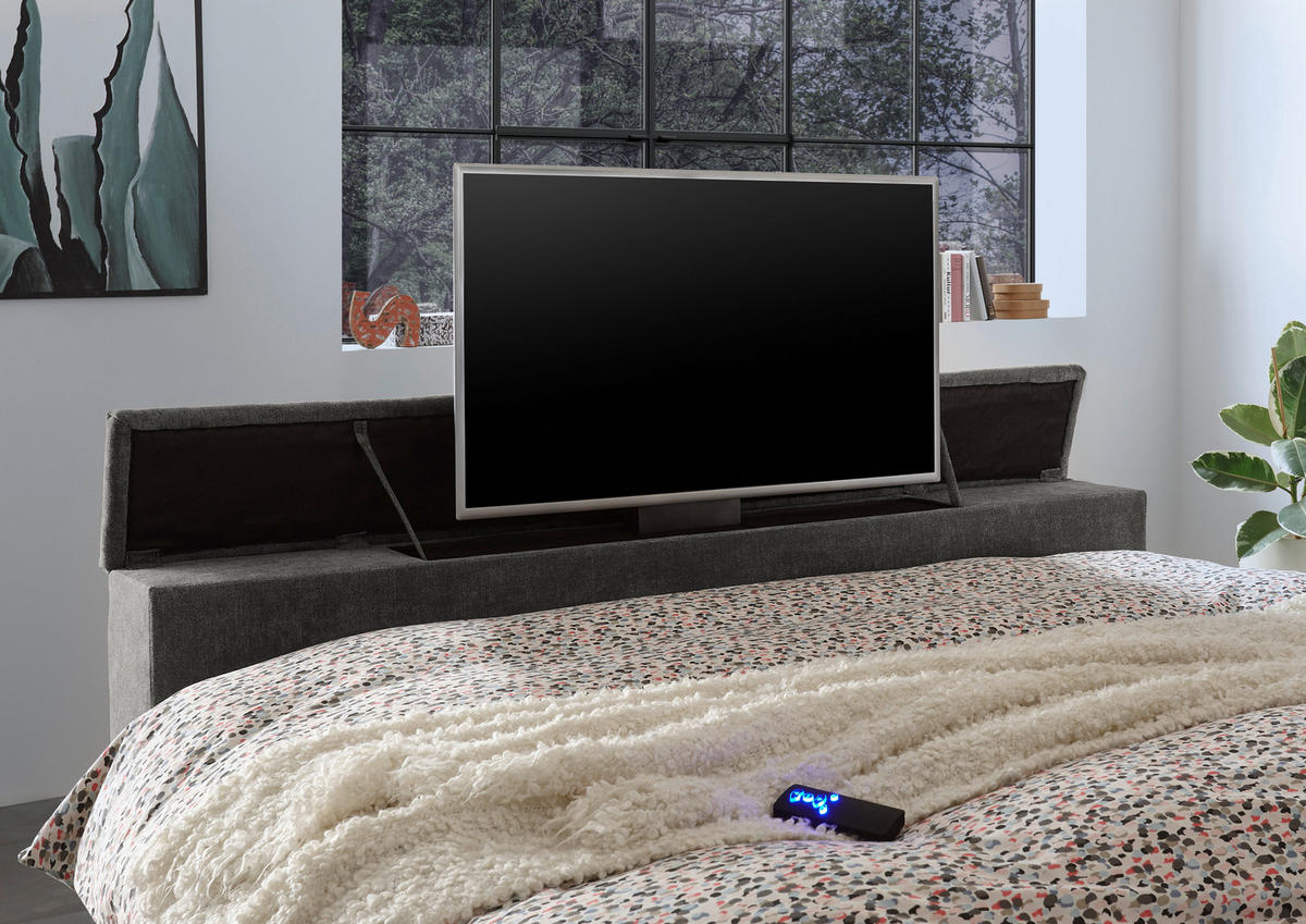 BOXSPRING-ÁGY 180/200 cm  sötétszürke  - sötétszürke, Konventionell, textil (180/200cm) - Carryhome