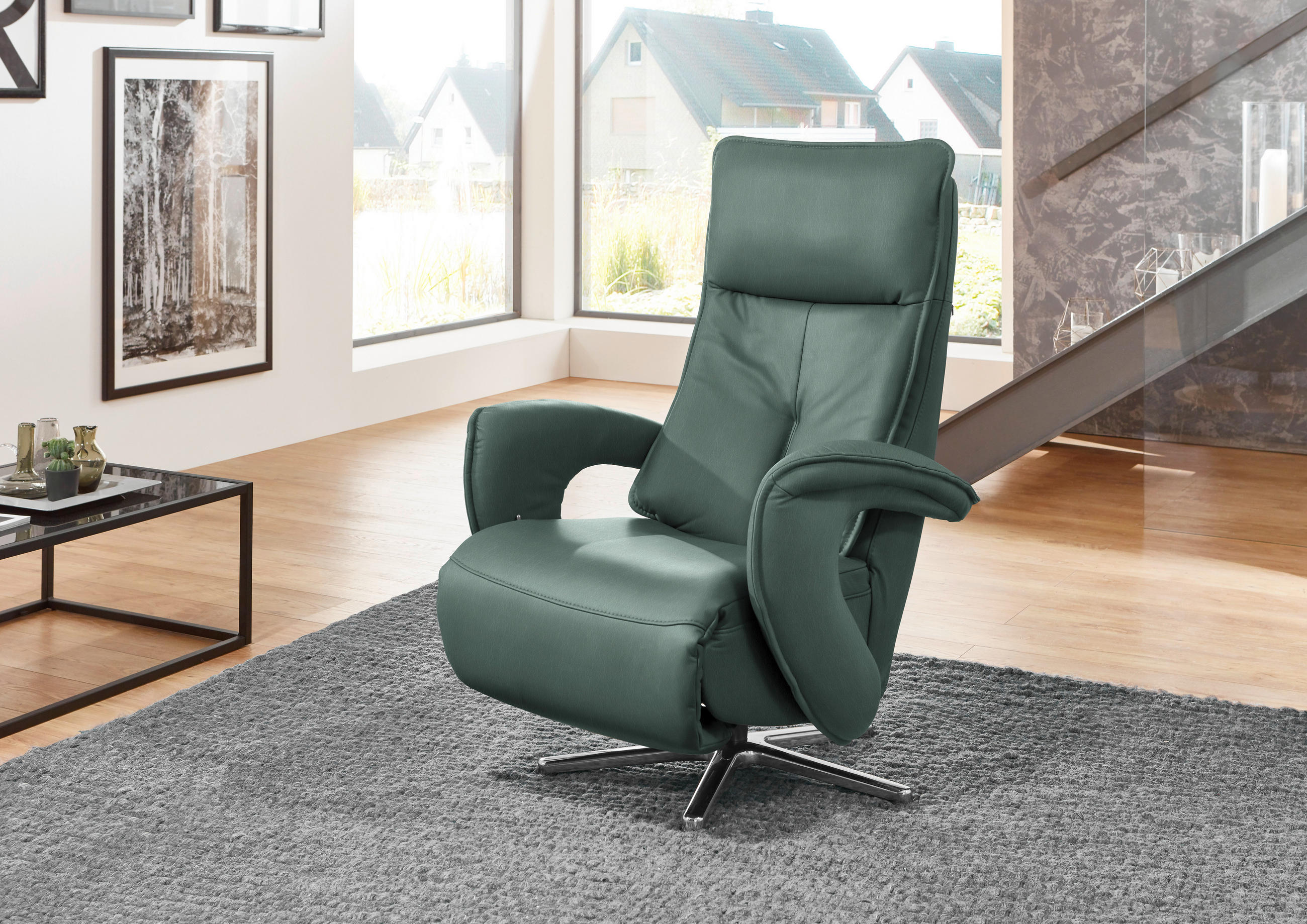 RELAXSESSEL in Leder Opal  - Chromfarben/Opal, Design, Leder/Metall (77/110/87cm) - Valdera