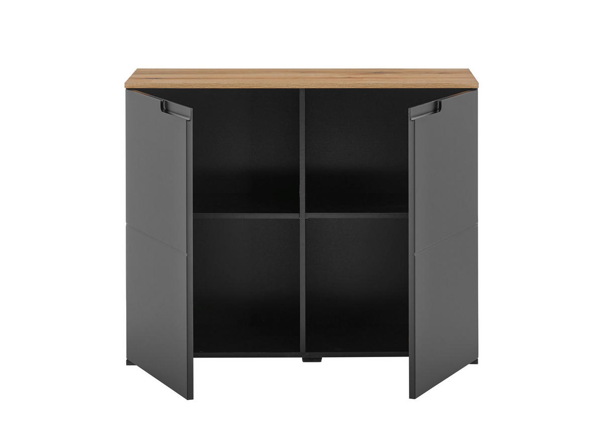 KOMMODE  in 100/80/40 cm  - Eichefarben/Schwarz, Design, Holzwerkstoff/Kunststoff (100/80/40cm) - home24