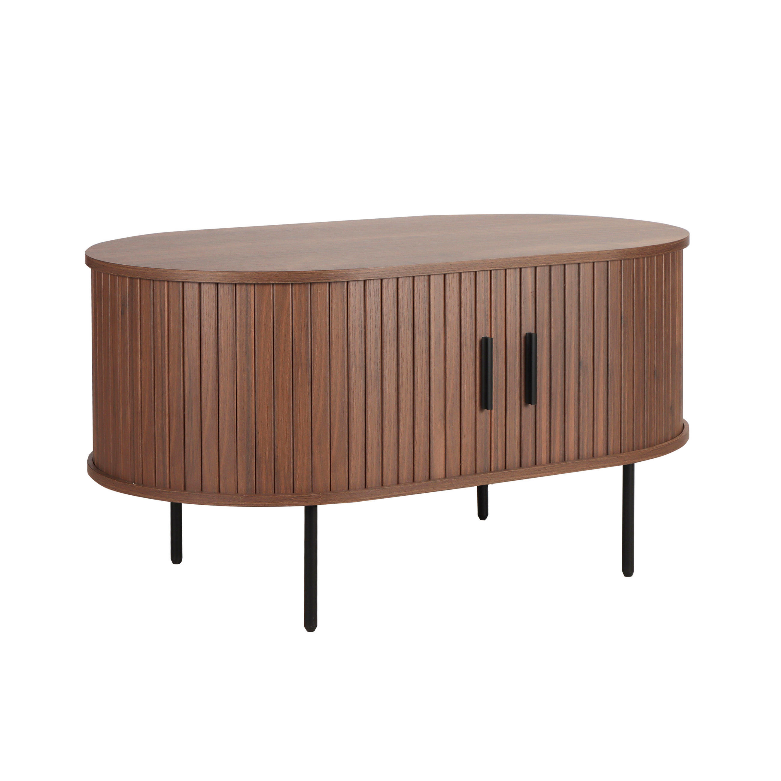 COUCHTISCH - Walnussfarben/Schwarz, Design, Holzwerkstoff/Metall (100/60/55cm) - Livetastic