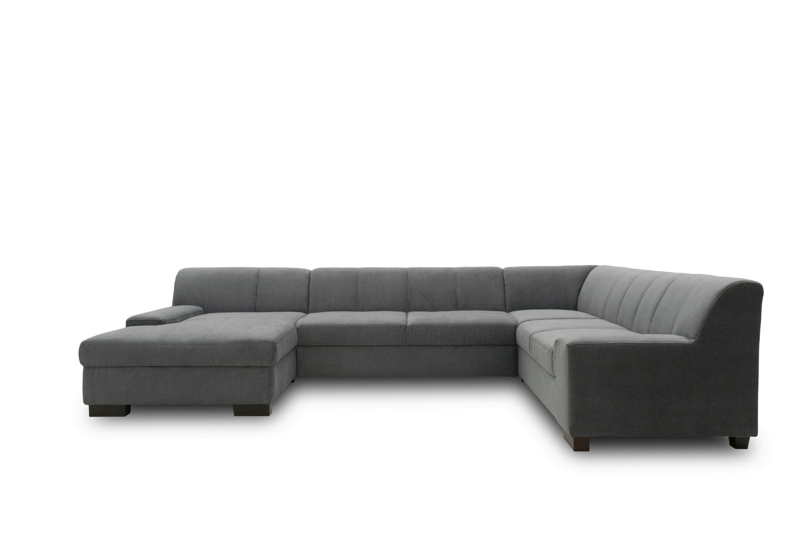 WOHNLANDSCHAFT  in Webstoff Dunkelgrau  - Wengefarben/Dunkelgrau, Design, Holz/Textil (153/328/212cm) - MID.YOU