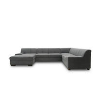 WOHNLANDSCHAFT  in Webstoff Dunkelgrau  - Wengefarben/Dunkelgrau, Design, Holz/Textil (153/328/212cm) - MID.YOU