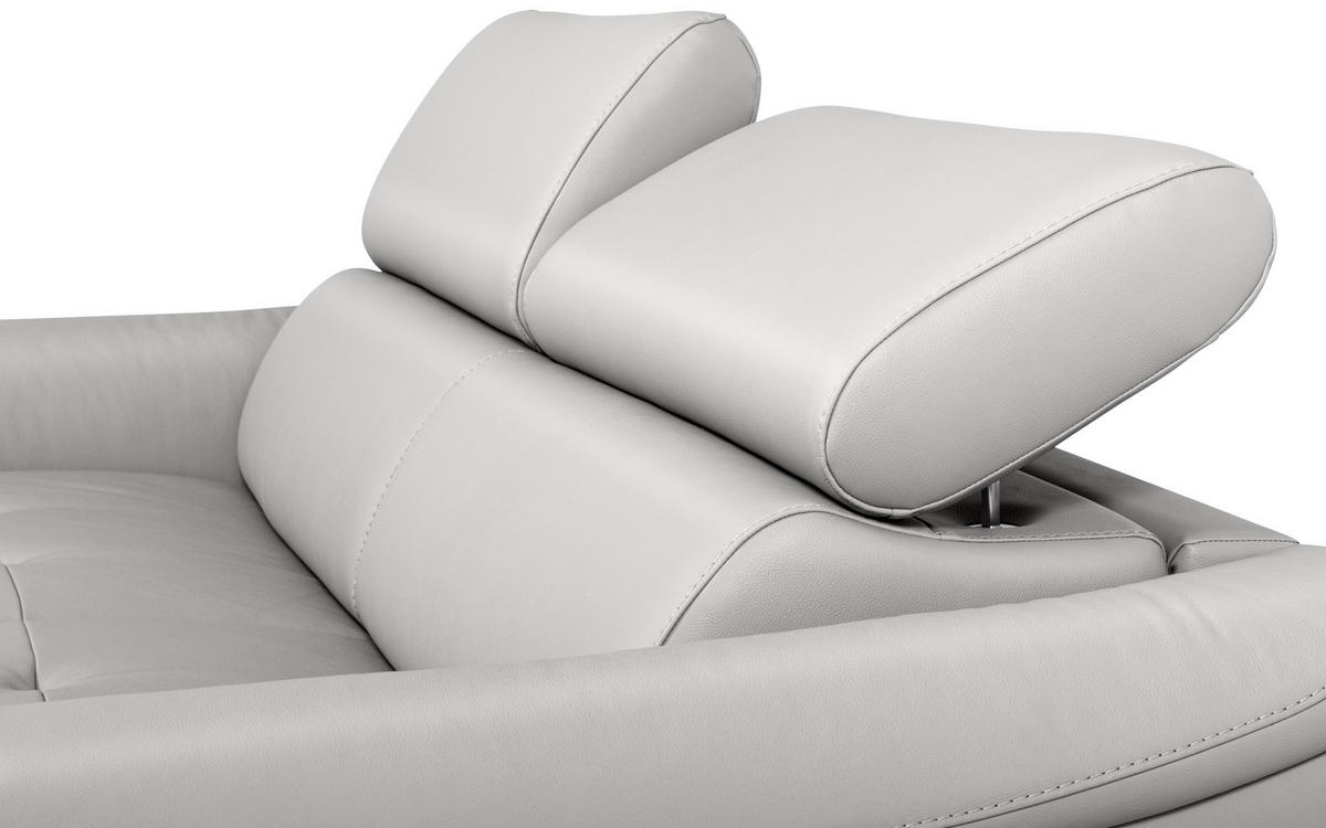 SCHLAFSOFA in Lederlook Echtleder Platinfarben  - Platinfarben, Design, Leder/Textil (203/77-98/103cm) - MID.YOU