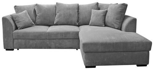 ECKSOFA inkl.Funktionen Hellgrau Cord  - Hellgrau/Schwarz, Design, Kunststoff/Textil (259/174cm) - Cantus