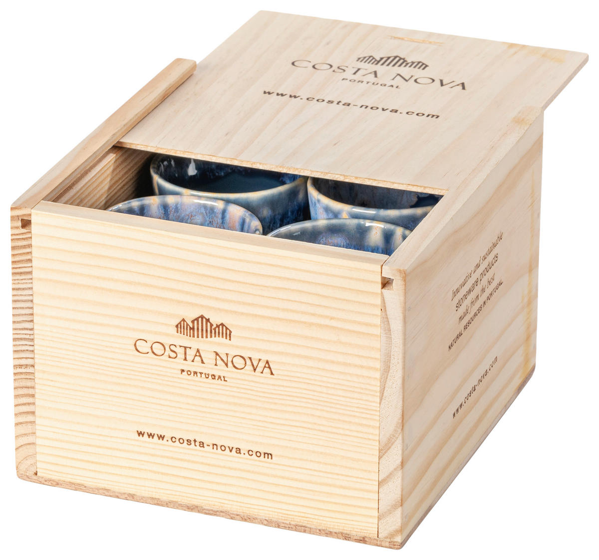 ESPRESSOTASSENSET 80ML GRESPRESSO 8-teilig  - Blau, Basics, Holz/Keramik - Costa Nova