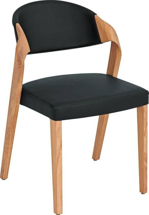 STUHL in Echtleder pigmentiert - Eichefarben/Dunkelblau, Natur, Leder/Holz (53/82/57cm) - Voglauer
