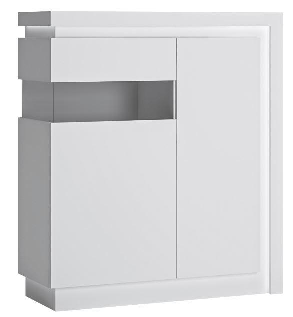 FÉLMAGAS SZEKRÉNY 107,5/123,6/42 cm  - magasfényű fehér/fehér, Trend, műanyag/faalapú anyag (107,5/123,6/42cm) - Hom`in