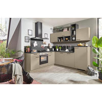 ROHOVÁ KUCHYŇA - čierna/krémová, kompozitné drevo (225/245cm) - Express-Kuechen