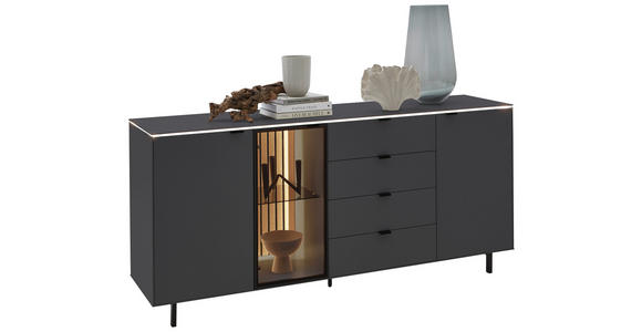 SIDEBOARD 186/82,8/46 cm  - Anthrazit/Schwarz, Design, Glas/Holz (186/82,8/46cm) - Dieter Knoll