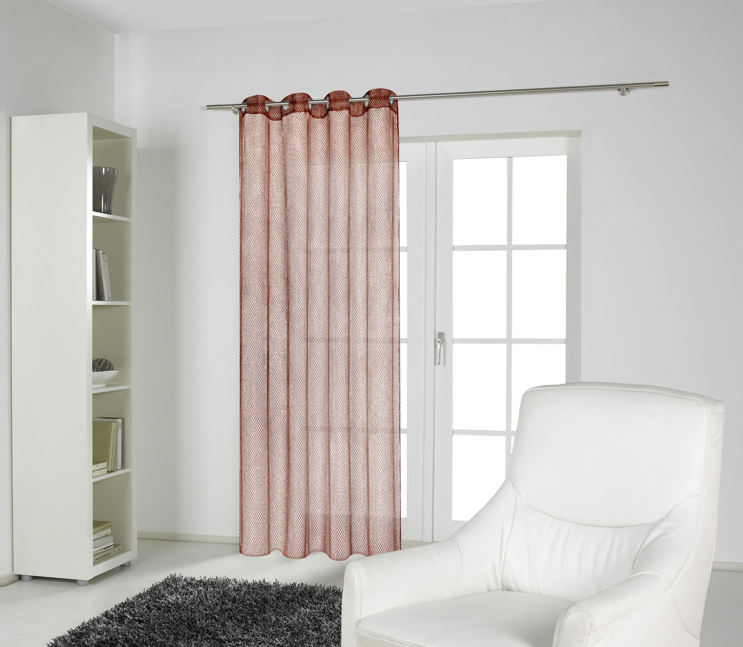 ZAVESA Z OBROČKI GALA  pol prosojno  140/245 cm   - barve bakra, Design, tekstil (140/245cm) - Esposa