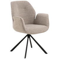 ARMLEHNSTUHL  Sitzfläche 360° drehbar Webstoff  Beige, Braun  - Beige/Schwarz, Design, Textil/Metall (60,5/90/62cm) - MID.YOU