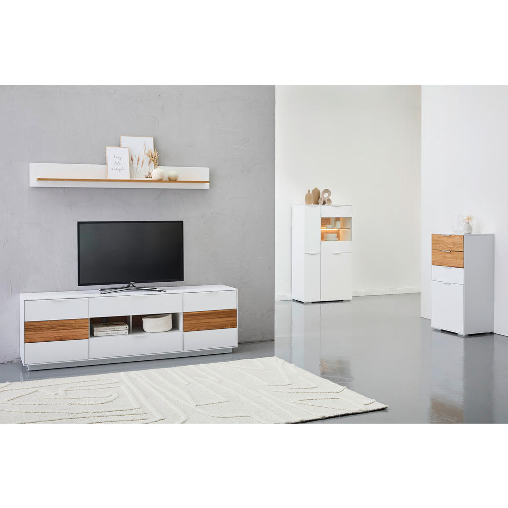 Thumbnail - Mid.you Highboard, Weiß, Eiche, Metall, Eiche, massiv, 1 Fächer, 3 Schubladen, 52x104x40 cm, Holzmöbel, Kleinmöbel Holz,...