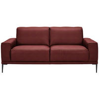 2-SITZER-SOFA Echtleder Bordeaux  - Bordeaux/Schwarz, Design, Leder/Metall (180/82/92cm) - Johann Jakob