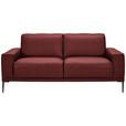 2-SITZER-SOFA  in Echtleder Bordeaux   - Bordeaux/Schwarz, Design, Leder/Metall (180/82/92cm) - Johann Jakob