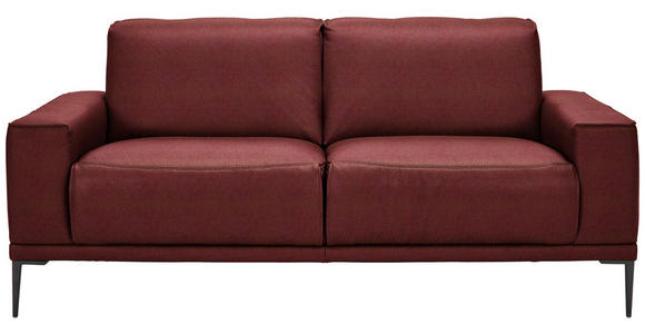 2-SITZER-SOFA  in Echtleder Bordeaux   - Bordeaux/Schwarz, Design, Leder/Metall (180/82/92cm) - Johann Jakob