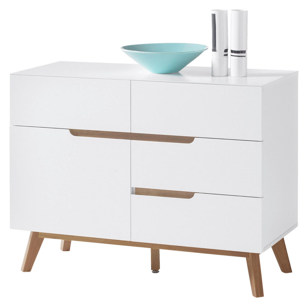 KOMMODE Cervo  in 97/76/40 cm  - Eichefarben/Weiß, Design, Holz/Holzwerkstoff (97/76/40cm)