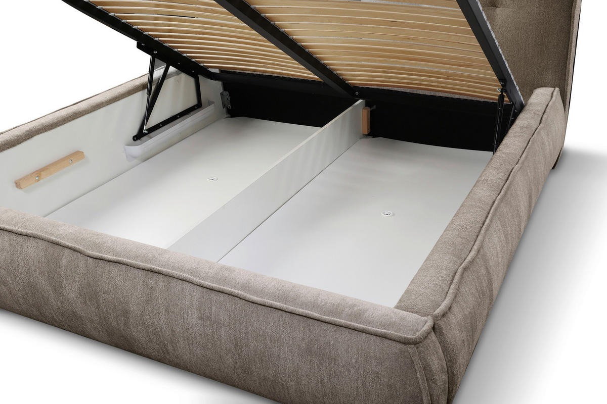 POLSTERBETT Lattenrost Hellbraun 160/200 cm  - Hellbraun/Beige, LIFESTYLE, Holz/Holzwerkstoff (160/200cm) - Livetastic