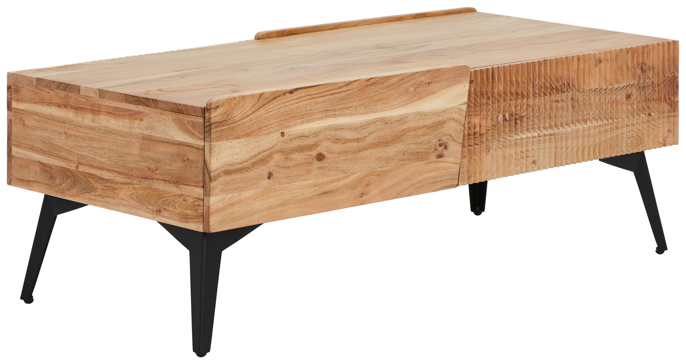 SOFFBORD i trä, metall  - svart/akaciefärgad, Modern, metall/trä (115/40/55cm) - Livetastic