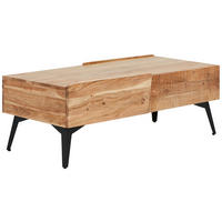 COUCHTISCH Akazie vollmassiv rechteckig Schwarz, Akaziefarben  - Schwarz/Akaziefarben, MODERN, Holz/Metall (115/40/55cm) - Livetastic