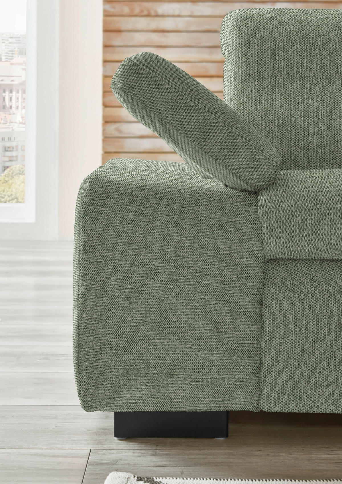 ECKSOFA in Flachgewebe Grün  - Schwarz/Grün, Design, Textil/Metall (297/174cm) - Beldomo Style