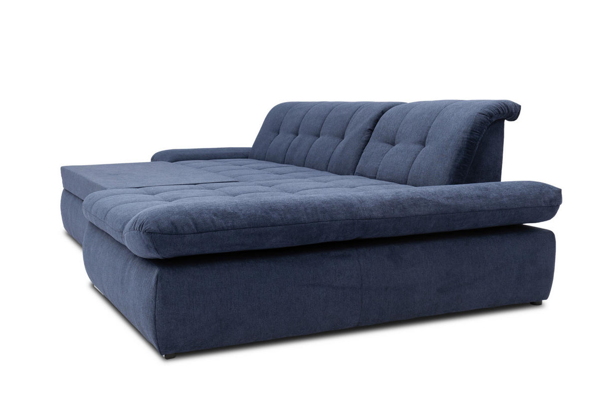ECKSOFA in Mikrofaser Dunkelblau  300/172 cm  - Chromfarben/Dunkelblau, KONVENTIONELL, Textil/Metall (300/172cm) - MID.YOU