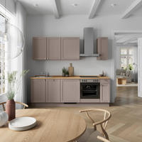 KÜCHENBLOCK Frame 240 cm  in Eichefarben, Beigebraun  - Edelstahlfarben/Eichefarben, MODERN, Holzwerkstoff/Metall (240cm) - Nobilia