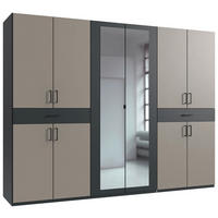 DREHTÜRENSCHRANK  in Graphitfarben, Sahara  - Schwarz/Graphitfarben, KONVENTIONELL, Glas/Holzwerkstoff (270/208/58cm) - Carryhome