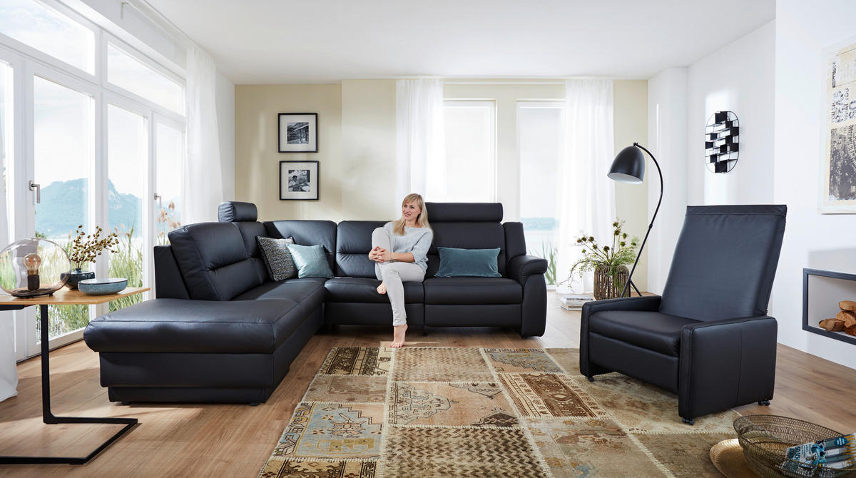 ECKSOFA in Echtleder Schwarz  - Schwarz, Konventionell, Leder (234/267cm) - Himolla
