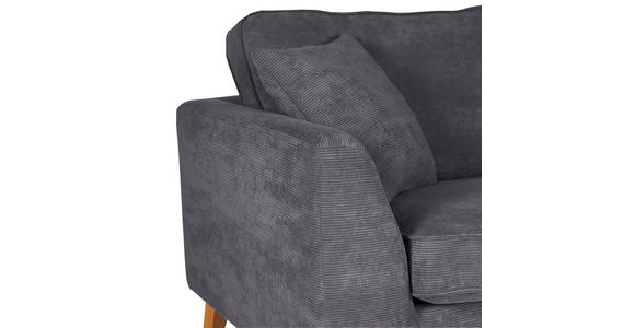 BIGSOFA Cord Dunkelgrau - Dunkelgrau/Buchefarben, Design, Holz/Textil (240/63/90cm) - Carryhome