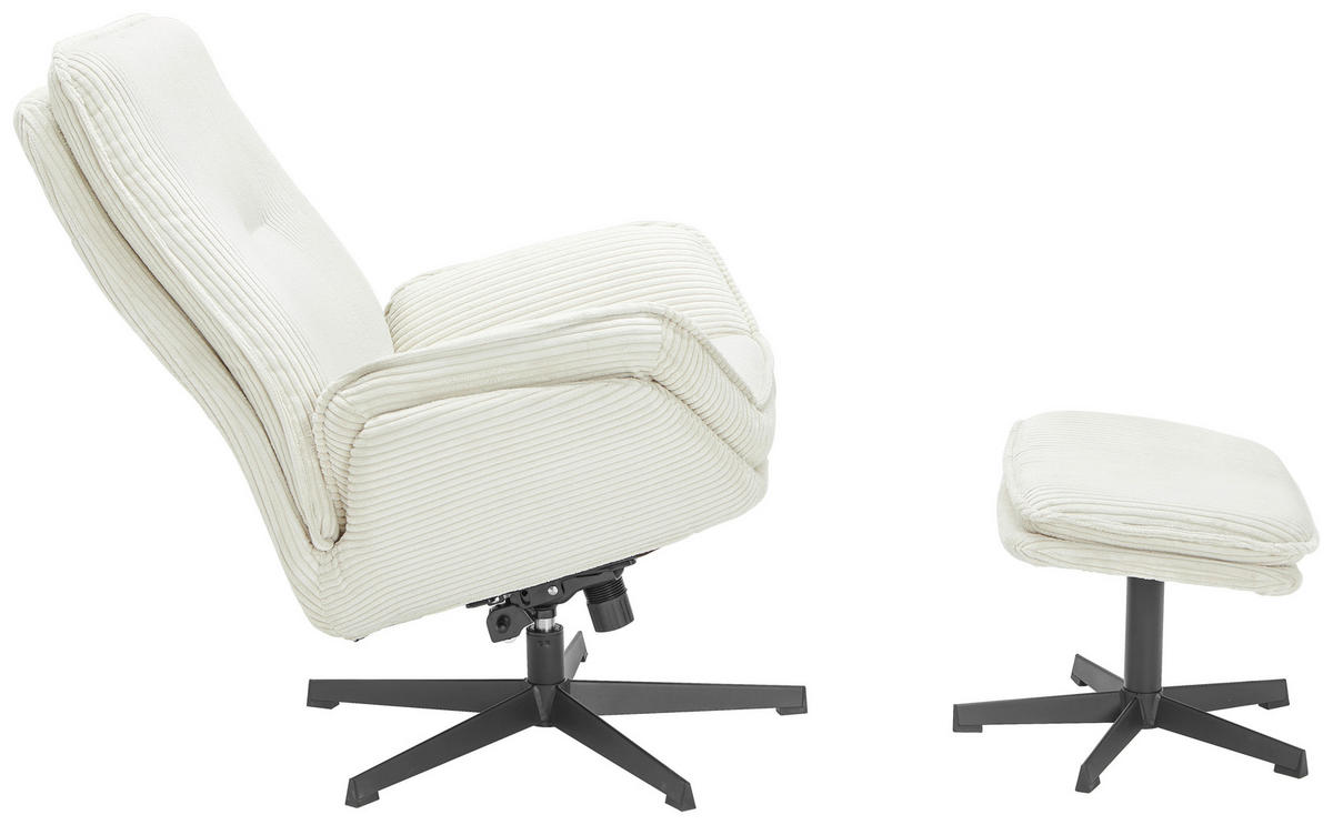 RELAXSESSELSET Cord Hocker    - Creme/Schwarz, Design, Textil/Metall (75/103/85cm) - Carryhome